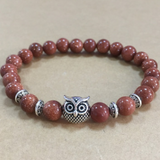 Natural Stone Owl Head Yoga Bracelet
