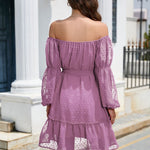 Swiss Dot Off-Shoulder Balloon Sleeve Dress
