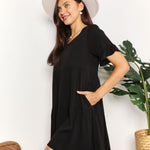 Double Take V-Neck Flounce Sleeve Tiered Dress
