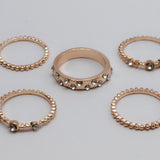 European And American Jewelry Rose Gold Stackable Diamonds Set Of Five Sets Of Rings BohemiaJ
