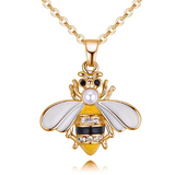 Summer Jewelry Necklace Lady Cartoon Cute Drop Oil Studded Bee Pendant
