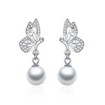 Butterfly Earrings Sterling Silver Pearl Earrings Studs For Women
