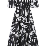 Printed Off-Shoulder Balloon Sleeve Dress
