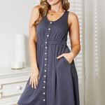 Double Take Sleeveless Button Down Magic Dress
