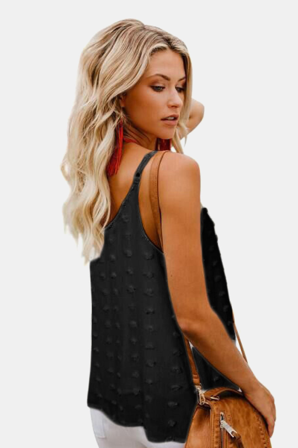 Swiss Dot V-Neck Buttoned Cami
