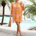 Tassel Openwork Striped V-Neck Cover Up
