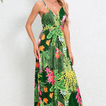 Printed Surplice Maxi Cami Dress
