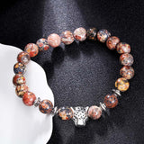 Natural Stone Owl Head Yoga Bracelet
