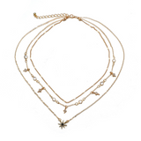 Multi-layer star pendant necklace handmade alloy necklace
