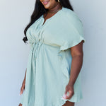 Ninexis Out Of Time Full Size Ruffle Hem Dress with Drawstring Waistband in Light Sage
