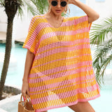 Tassel Openwork Striped V-Neck Cover Up
