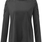 Full Size Cutout Round Neck Long Sleeve T-Shirt
