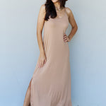 Ninexis Good Energy Full Size Cami Side Slit Maxi Dress in Camel
