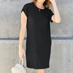 Basic Bae Full Size Round Neck Short Sleeve Dress with Pockets
