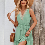 Tied Frill Sleeveless Mini Dress
