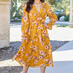 Double Take Full Size Floral Tie Back Flounce Sleeve Dress
