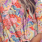 Tied Printed Off-Shoulder Half Sleeve Blouse
