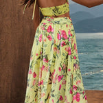 Backless Printed Plunge Sleeveless Dress
