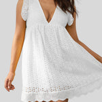 Ruffled Eyelet Cap Sleeve Mini Dress
