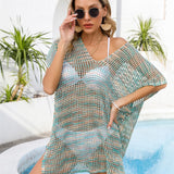 Openwork Slit V-Neck Cover Up
