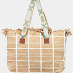 Fame Fringe Detail Checkered Tote Bag
