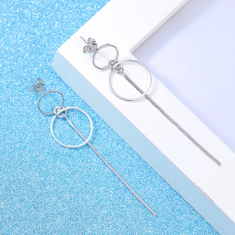 Simple pearl tassel earrings sterling silver earrings long earrings ear
