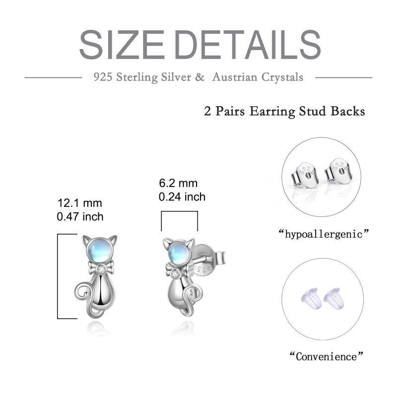 Sterling Silver Cat Moonstone Earrings
