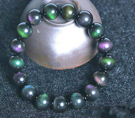 Rainbow Purple Green Eye Obsidian Bracelet
