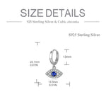 925 Sterling Silver CZ Evil Eye Dangle Hoop Earrings For Women Girls
