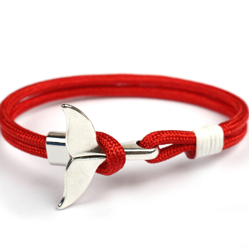 Anchor whale tail umbrella rope handmade couple bracelet
