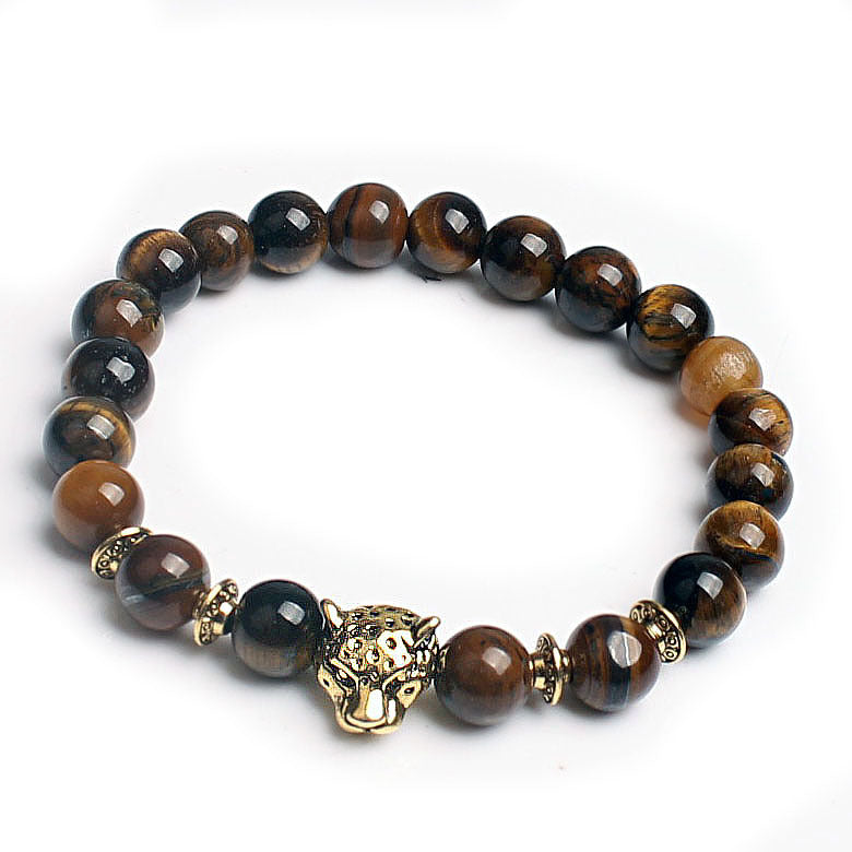 Natural Stone Owl Head Yoga Bracelet
