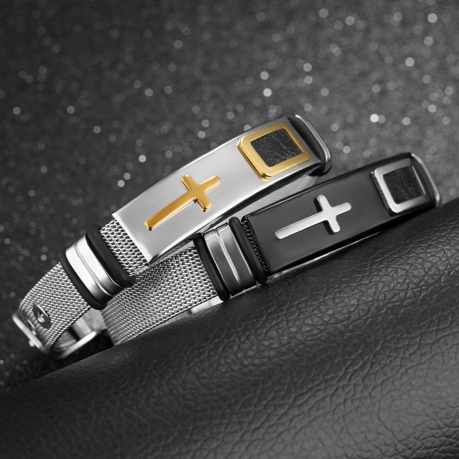 Steel mesh bracelet bracelet Bracelet gold cross titanium steel men's personality bracelet
