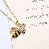 Summer Jewelry Necklace Lady Cartoon Cute Drop Oil Studded Bee Pendant
