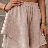 Layered Elastic Waist Shorts
