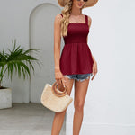 Smocked Square Neck Babydoll Tank
