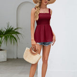 Smocked Square Neck Babydoll Tank
