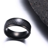 Black Carbon Fiber Inlay Men's Wedding Brand Ring Stainless Steel Jewelry Dropshopping 8mm
