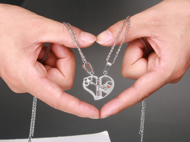 Pendant Love Necklace Set Lover Valentine Gifts Stainless Steel Chain Necklace
