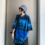 Blue flame print short sleeves
