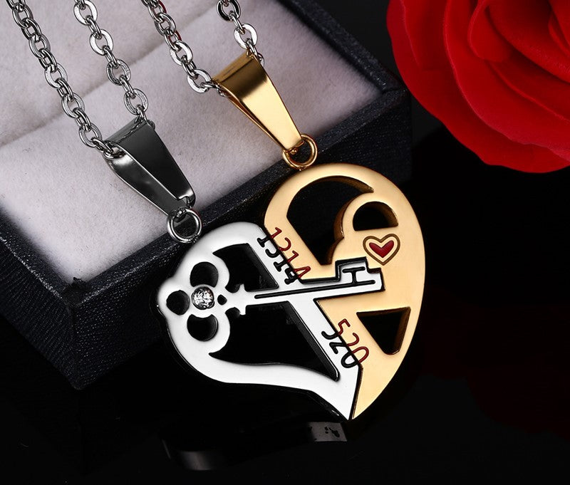 Pendant Love Necklace Set Lover Valentine Gifts Stainless Steel Chain Necklace
