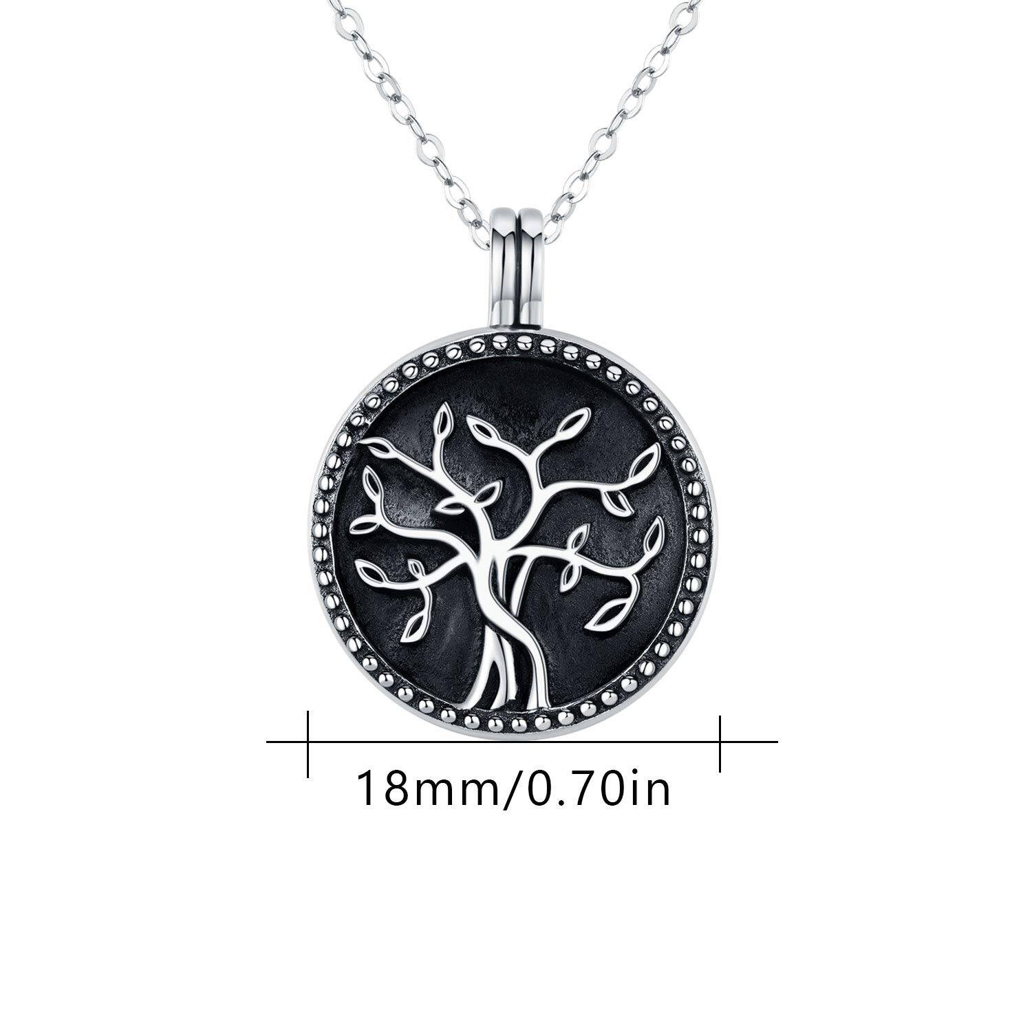 925 Sterling Silver Cremation for Ashes Tree of Life Urn Memorial Keepsake Family Necklace
