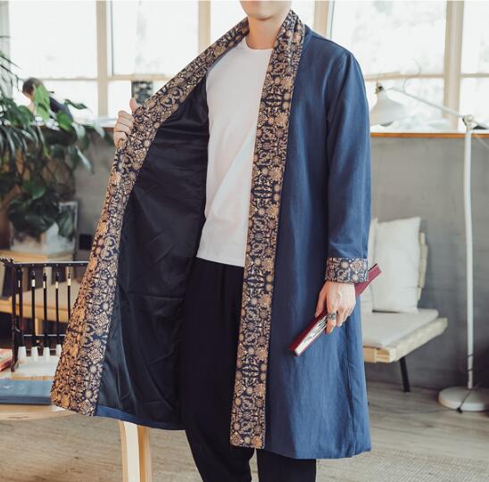 Casual Stitching Printed Linen Cloak Plus Fat Plus Size Windbreaker
