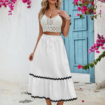 Tied Contrast Trim High Waist Skirt
