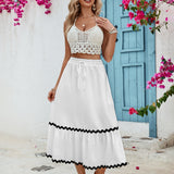 Tied Contrast Trim High Waist Skirt
