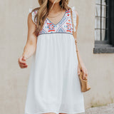 Ruffled Geometric V-Neck Sleeveless Dress
