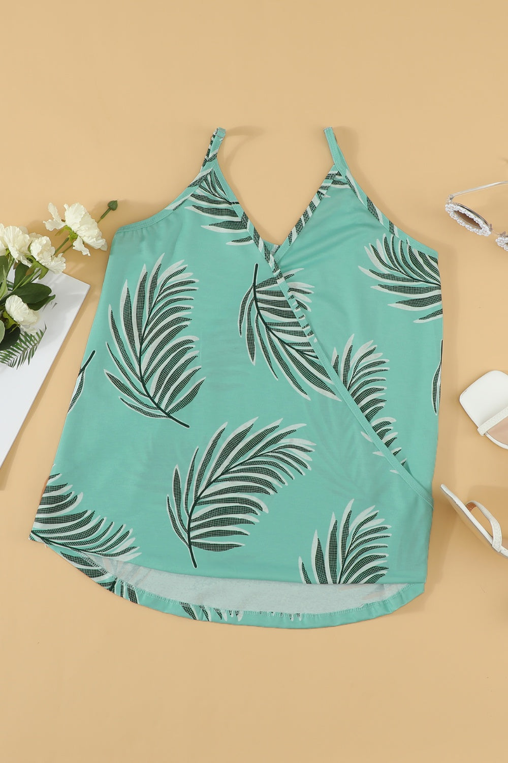 Printed Surplice Spaghetti Strap Cami
