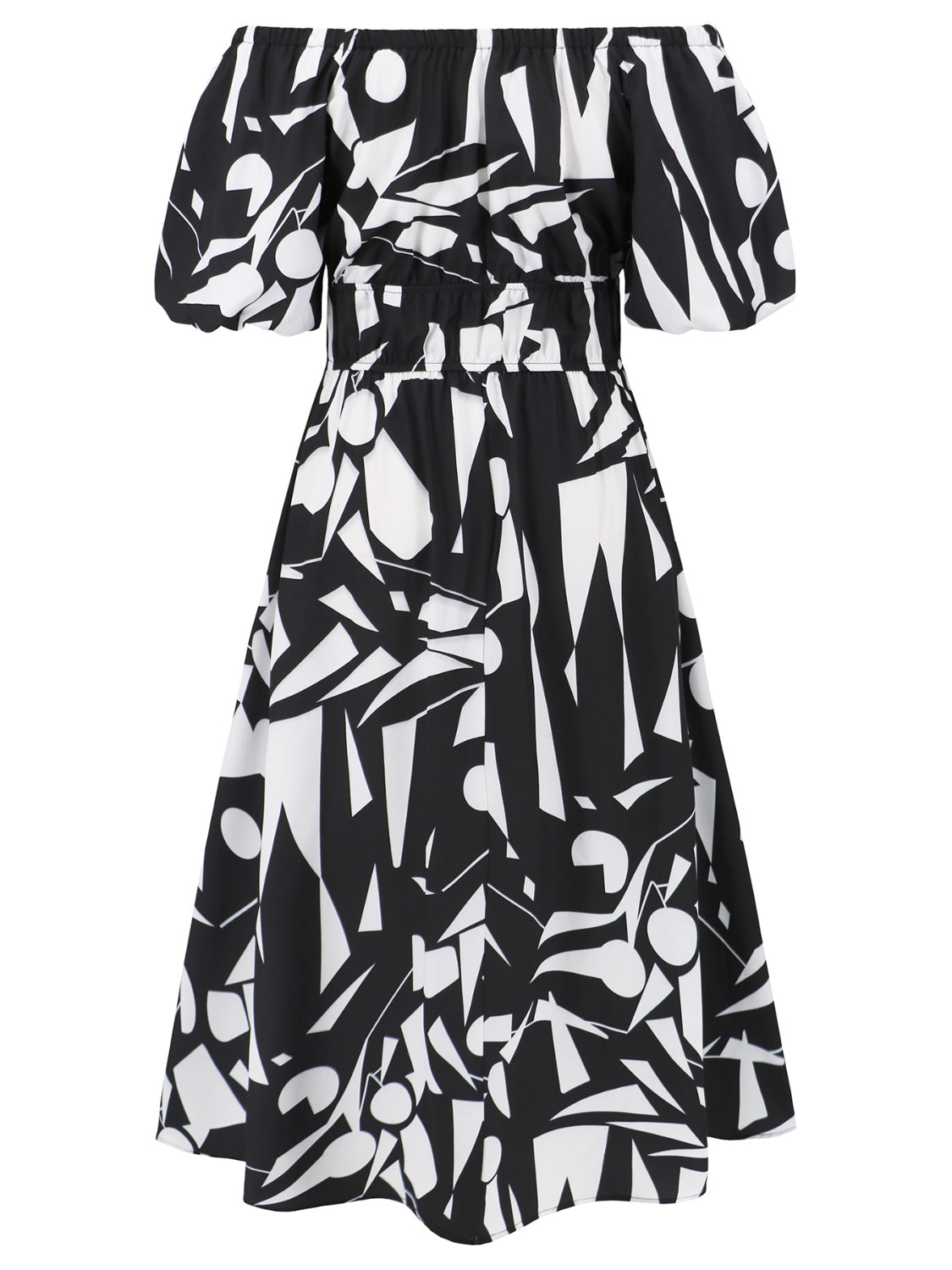 Printed Off-Shoulder Balloon Sleeve Dress
