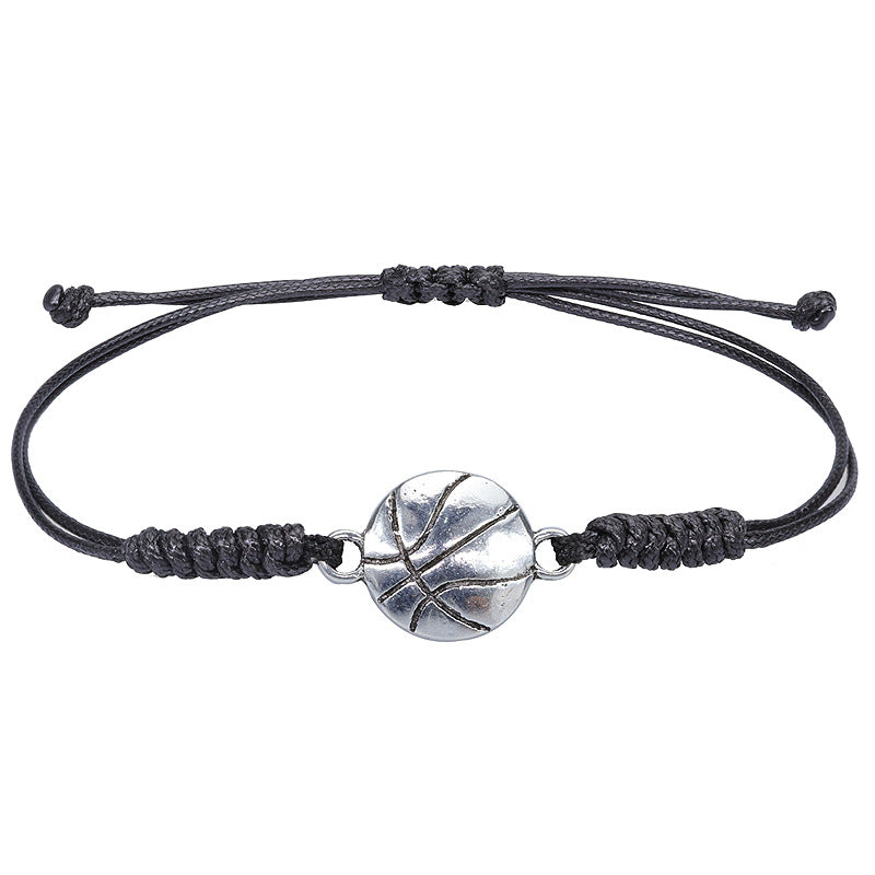 Hand Made Wax Thread Braided Hand Rope Alloy Bracelet
