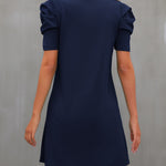 Round Neck Puff Sleeve Mini Dress
