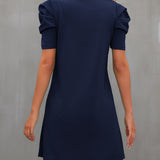 Round Neck Puff Sleeve Mini Dress
